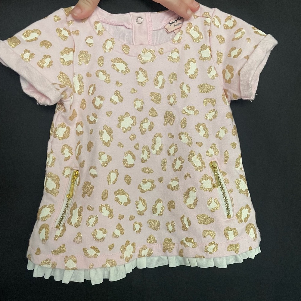 Juicy Couture 12M Dress | Pink with Gold Glitter Leopard Print
